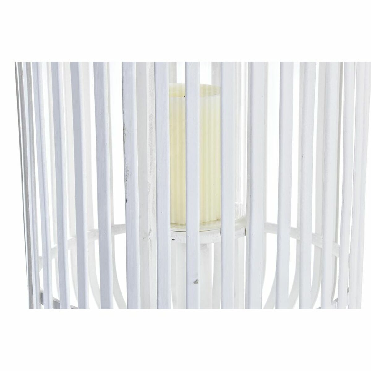 Lykta DKD Home Decor Glas Vit Bambu (28 x 28 x 47 cm)